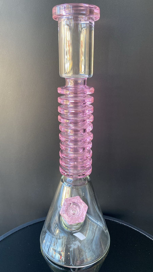 BONG GLASS RIBBED 16 PULGADAS