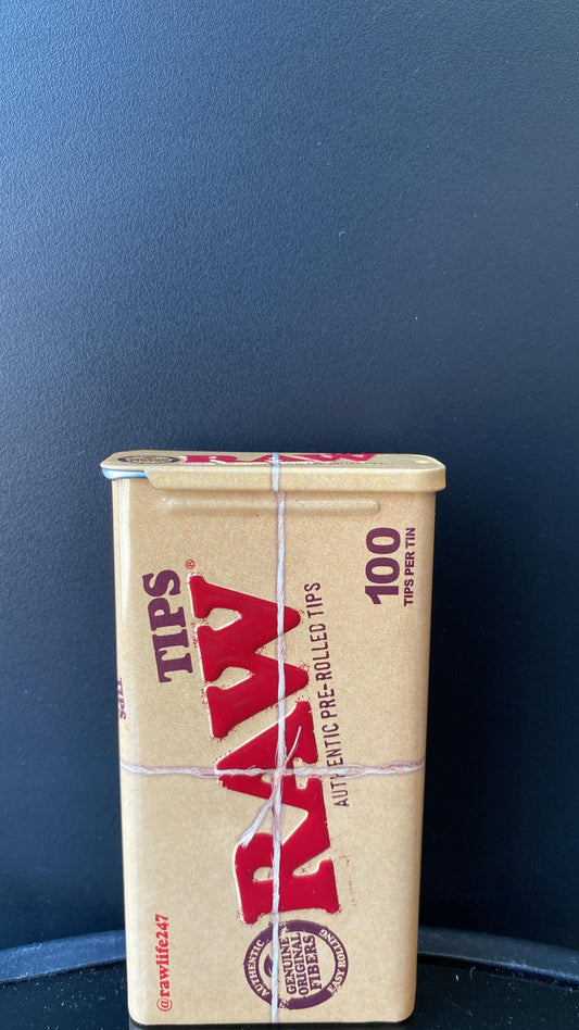 RAW PRE ROLLED TIPS 100 PER TIN